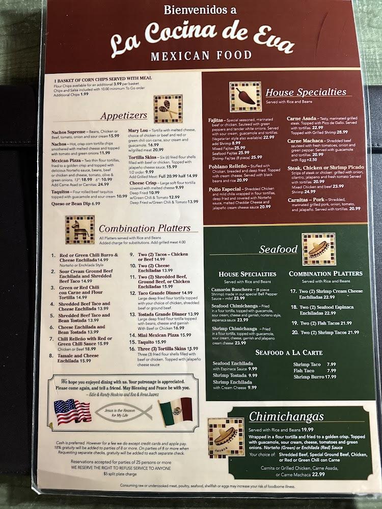 La Cocina De Eva Menu image 1